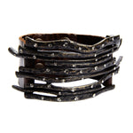 Metal Twig Leather Bracelet in Antique Brass