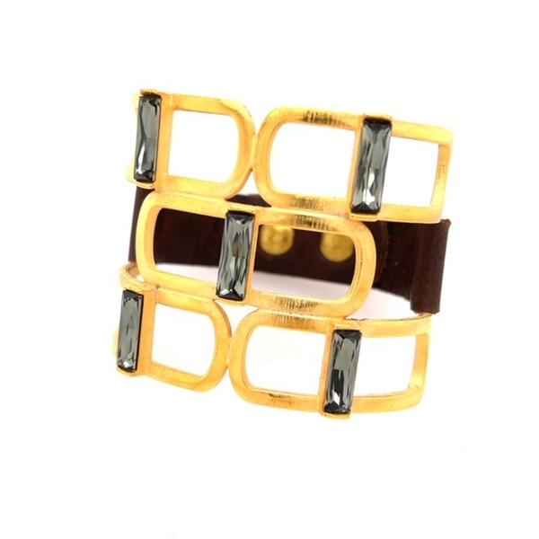 Wide Open Rectangle Baguette Bracelet in Gold
