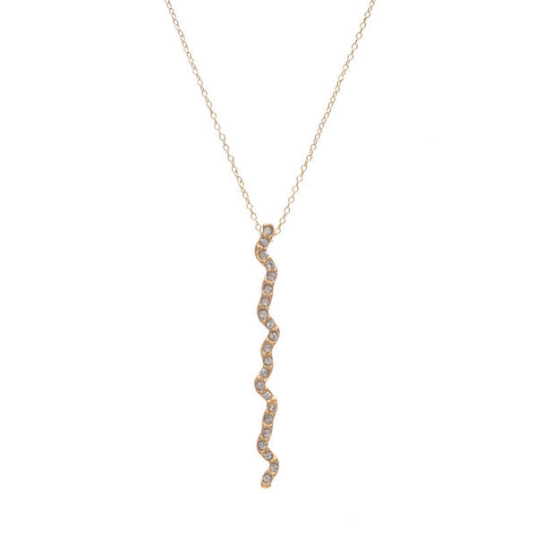 Crystal Squiggle Necklace in Gold
