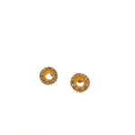 Open Circle Crystal Stud Earrings in Gold Finish