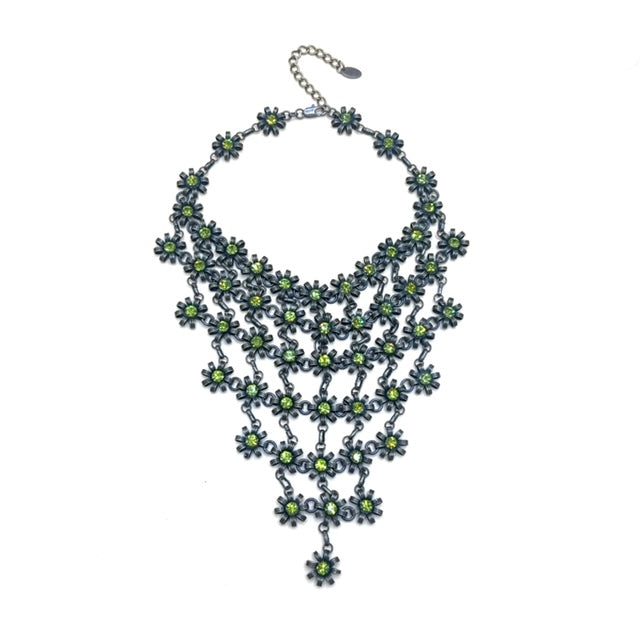 Flower Crystal Bib Necklace