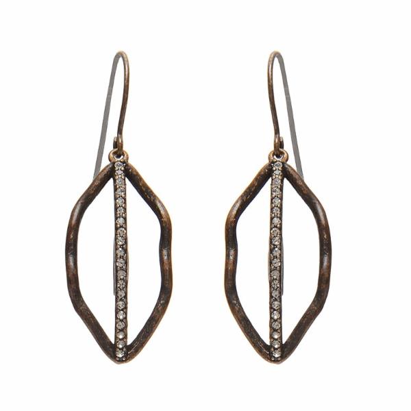 Small Open Leaf Crystal Earrings