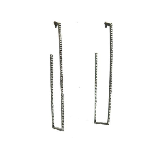 Rectangular Pave Hoop Earrings