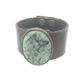 Oval Cabochon Leather Bracelet