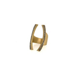 Open Double Curved Bar Ring in Brushed Brass