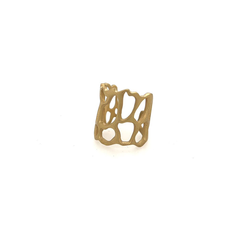 Honeycomb Ring in Brushed Brass