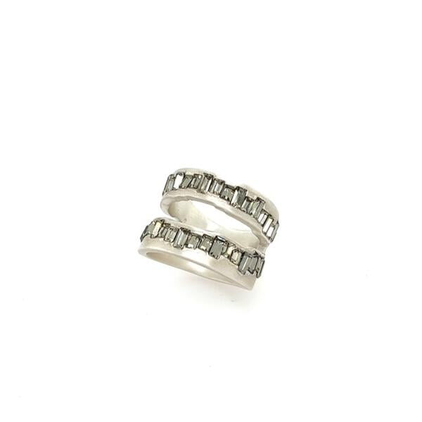 Raw Edge Cutout Baguette Ring in Sterling Silver
