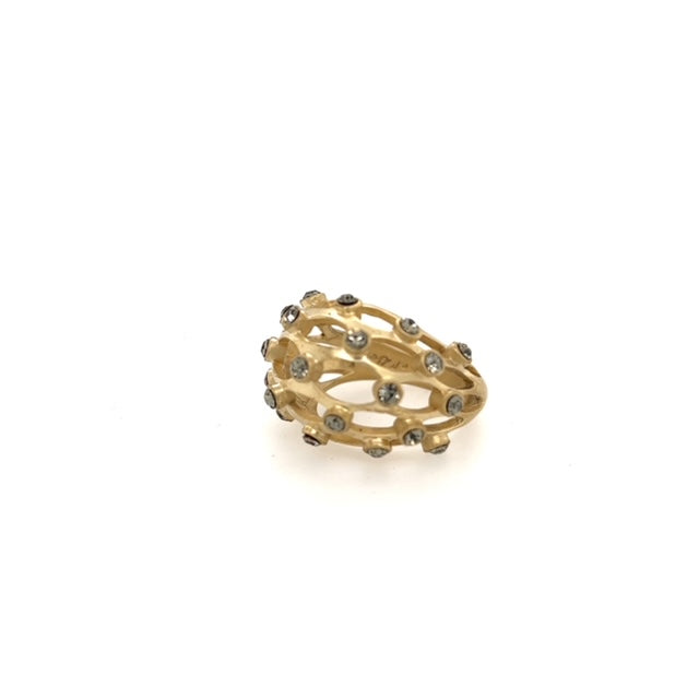 Mesh Dome Ring In Brushed Brass