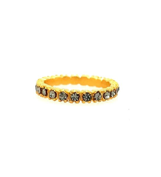 Single Band Crystal Ring in Gold Finish