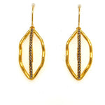 Small Open Leaf Crystal Earrings in Gold FInish