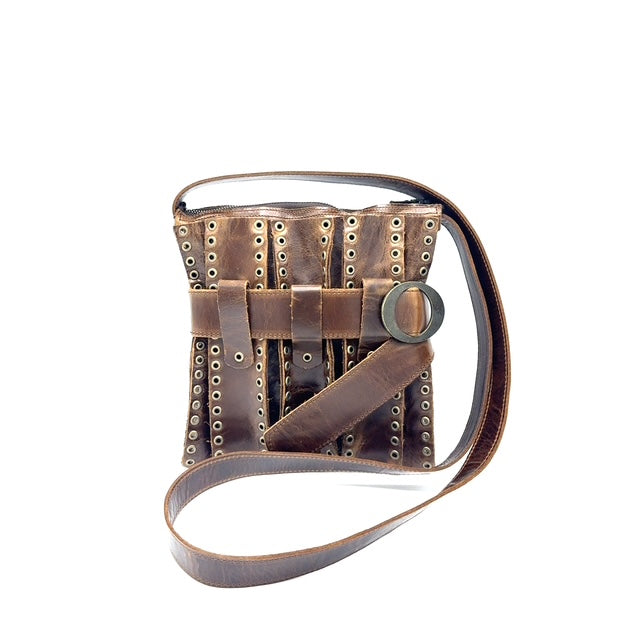 Medium Eyelet Bag w Zipper Vintage Brown