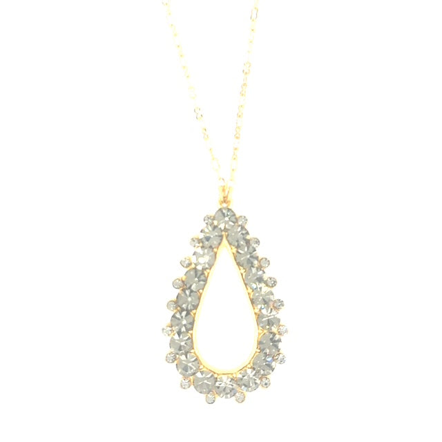 Open Center Tear Drop Necklace in Gold