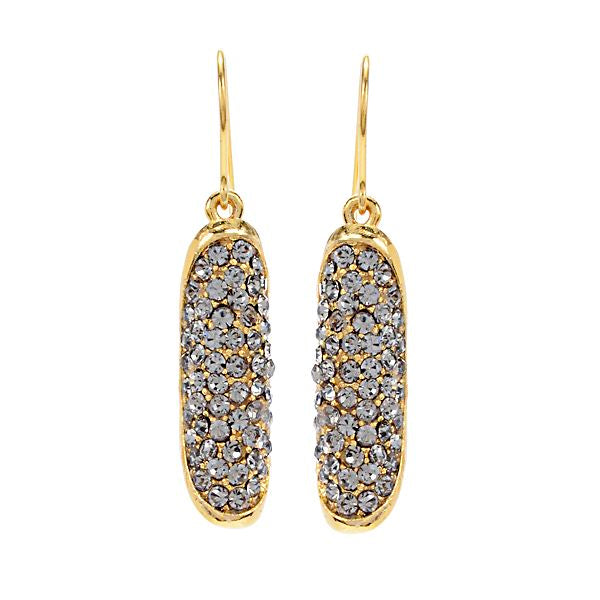 Folded Oval Crystal Drop Earrings in Gold