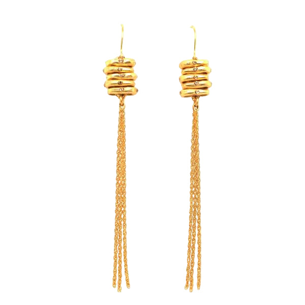 Chain Tassel Earring in Gold Finish