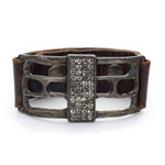 Open Rectangle Leather Bracelet