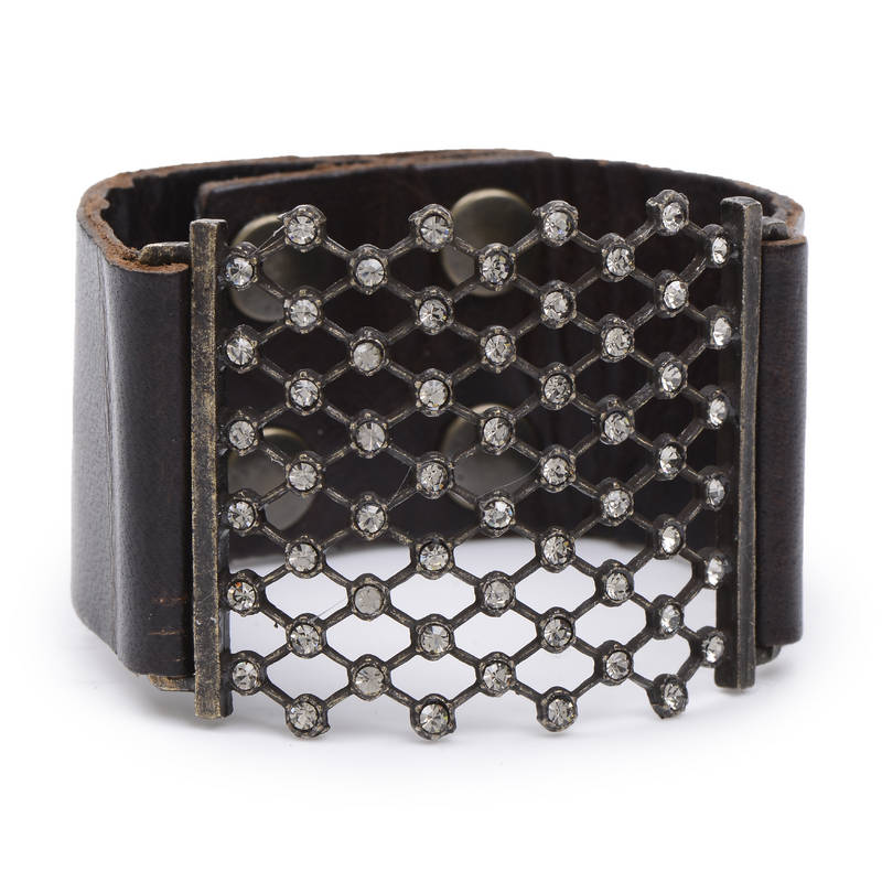 Crystal Mesh Leather Bracelet
