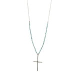 Brass Cross Necklace With Beaded Chain