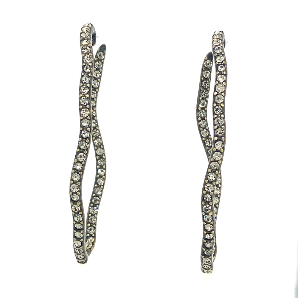 Oval Squiggle Crystal Hoop Earrings