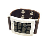 Metal Cluster Leather Bracelet