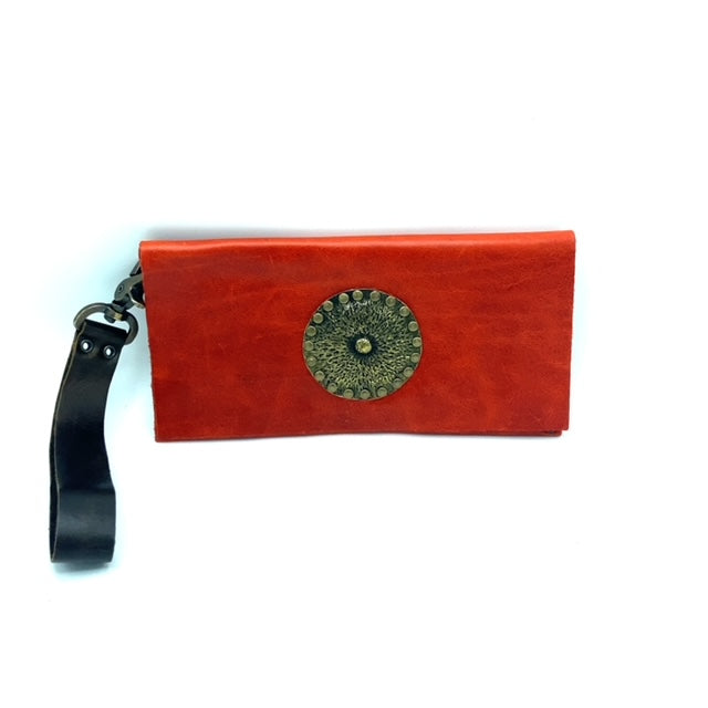 Round Medallion Wristlet Clutch