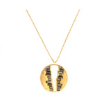 V Cut-Out Baguette Round Medallion Necklace in Gold Finish
