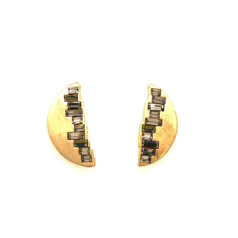 gold post earrings, handcrafted