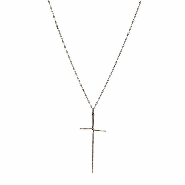 Elongated Crystal Cross Necklace