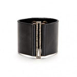 Skinny Rectangle Wide Leather Band Bracelet