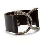 Crystal Double D-Ring Leather Bracelet