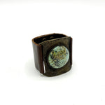 Large Round Cabochon Leather Cuff