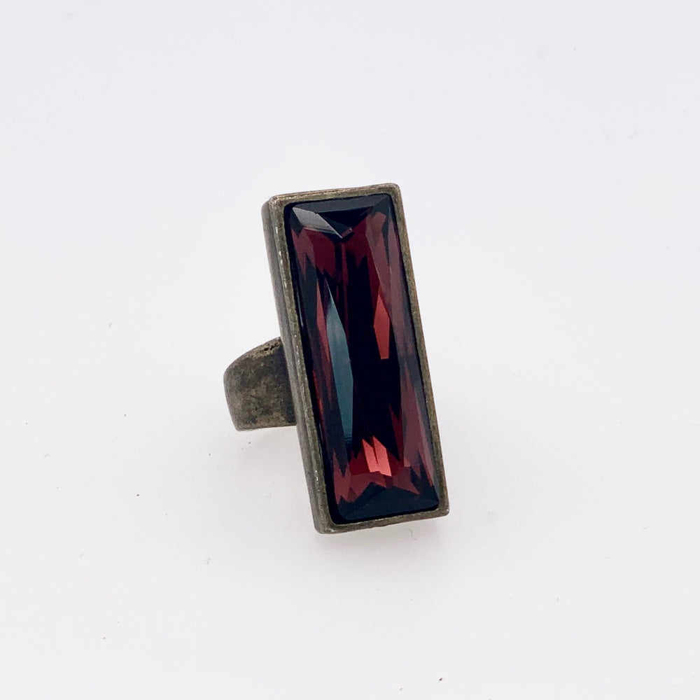 Single Rectangle Crystal Ring