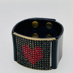 Square Crystal Pave Leather Bracelet