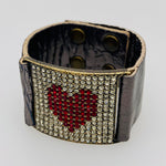 Square Crystal Pave Leather Bracelet