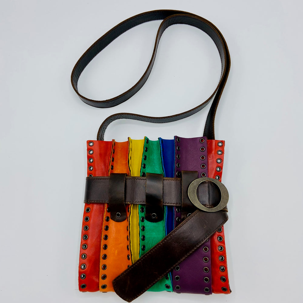 leather cross body bag, pride bag, handcrafted