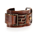Rectangle Metal and Leather Bracelet