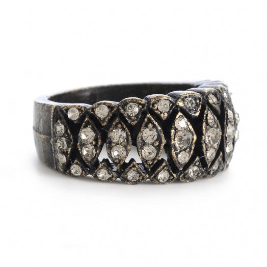 Open Work Crystal Band Ring