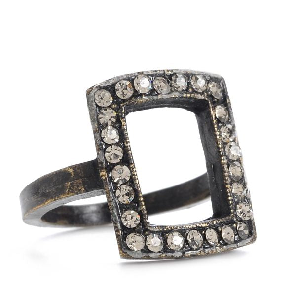 Open Crystal Rectangle Ring – Rebel Designs