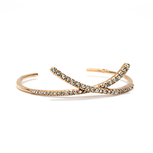 RR138 pave criss cross bangle bracelet, black diamond