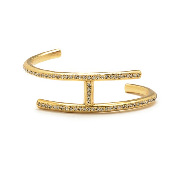 Crystal Metal Cuff Bracelet in Gold