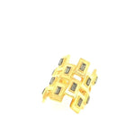 Checkered Baguette Ring in Gold Finish