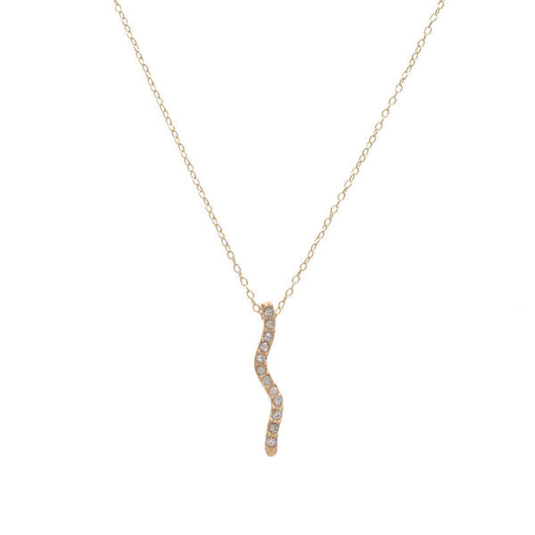 Small Crystal Squiggle Necklace in Gold