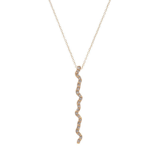 Crystal Squiggle Necklace in Gold