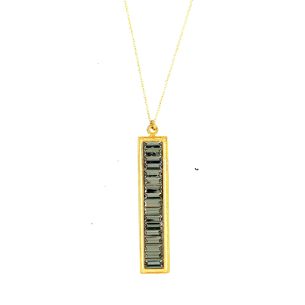 Rectangular Baguette Crystal Necklace in Gold
