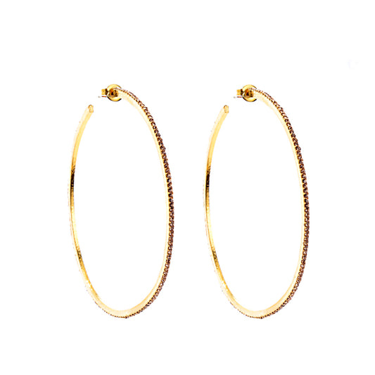 Large Crystal Pave Hoop Earrings