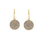 Small Round Disc Pave Earrings in Gold Finish