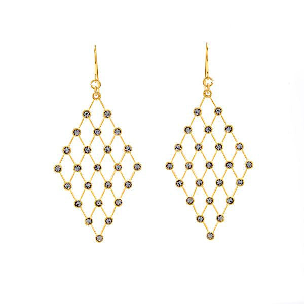 Diamond Lattice Earrings in Gold