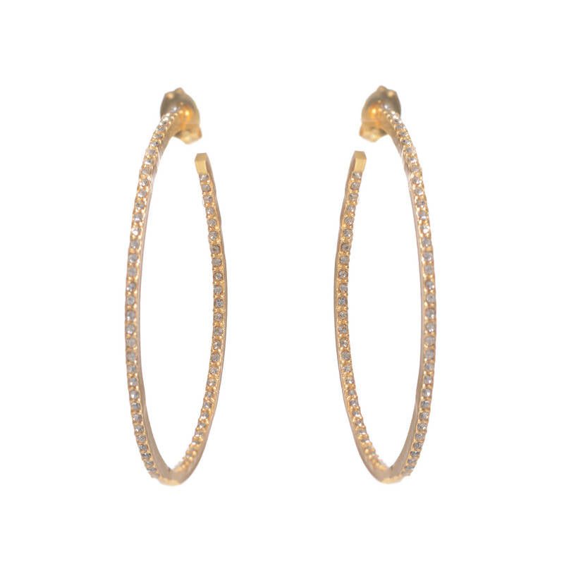 Small Crystal Hoop Earrings in Gold